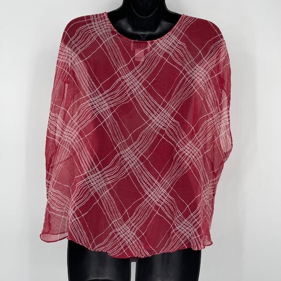 Vinatge Robbie Bee Women's Silk Plaid Sheer Shawl Size 20W Flutter Sleeve - Picture 2 of 10